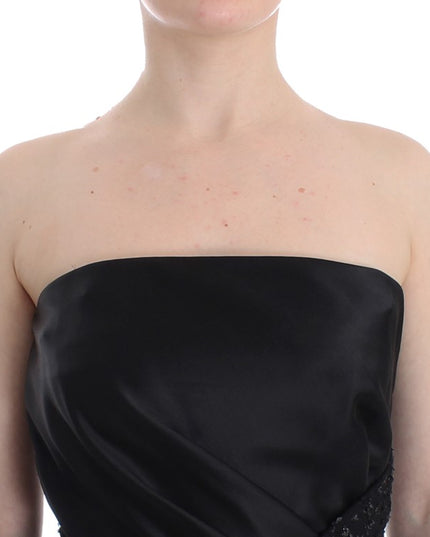 Masha Ma Black Strapless Embellished Pencil Dress