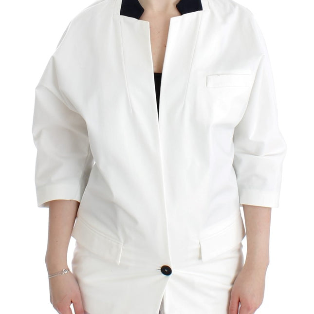 Andrea Pompilio White Cotton Blend Oversized Blazer Jacket