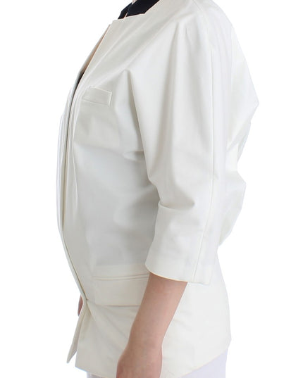 Andrea Pompilio White Cotton Blend Oversized Blazer Jacket