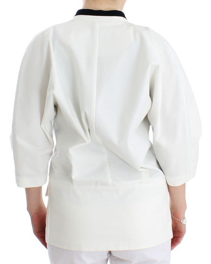 Andrea Pompilio White Cotton Blend Oversized Blazer Jacket