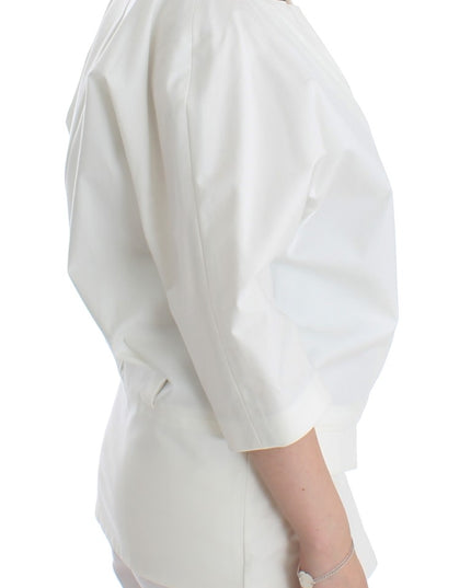 Andrea Pompilio White Cotton Blend Oversized Blazer Jacket