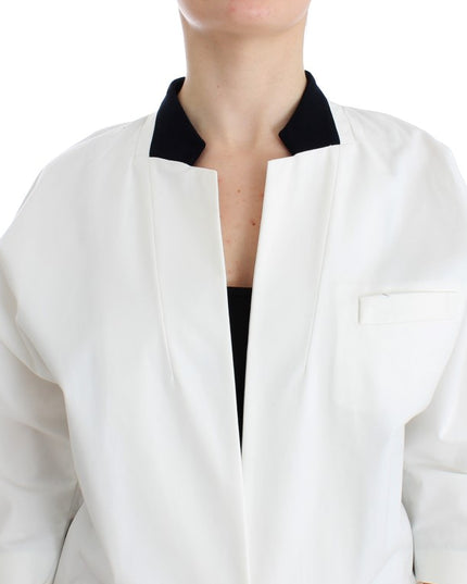 Andrea Pompilio White Cotton Blend Oversized Blazer Jacket