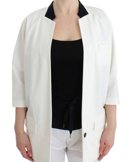 Andrea Pompilio White Cotton Blend Oversized Blazer Jacket