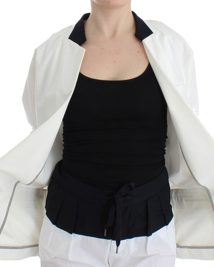 Andrea Pompilio White Cotton Blend Oversized Blazer Jacket