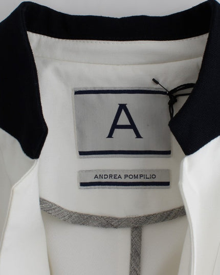 Andrea Pompilio White Cotton Blend Oversized Blazer Jacket