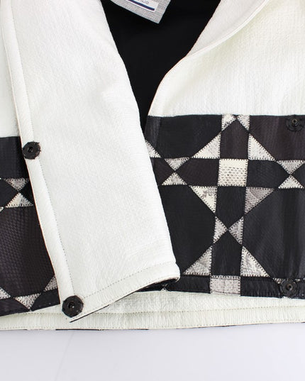 Andrea Pompilio White Black Cropped Leather Jacket
