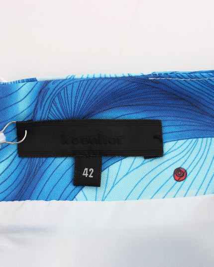 Koonhor Blue Peplum Fresco-Print Straight Pencil Skirt