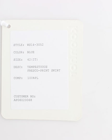 Koonhor Blue Peplum Fresco-Print Straight Pencil Skirt