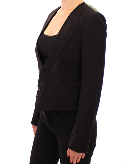 Dolce & Gabbana Black Silk Scarf Back Blazer Jacket