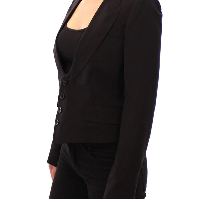 Dolce & Gabbana Black Silk Scarf Back Blazer Jacket