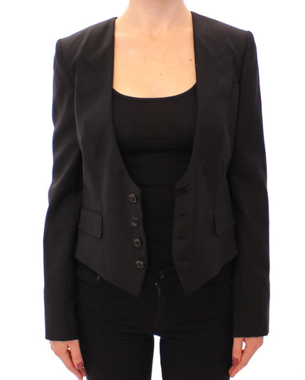 Dolce & Gabbana Black Silk Scarf Back Blazer Jacket