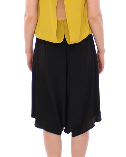 Lamberto Petri Black Yellow Silk Shift Sheath Coctail Dress
