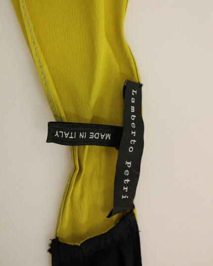 Lamberto Petri Black Yellow Silk Shift Sheath Coctail Dress
