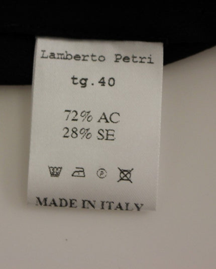 Lamberto Petri Black Yellow Silk Shift Sheath Coctail Dress