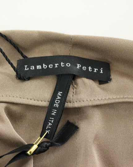 Lamberto Petri Brown Draped Silk Sheath Shift Coctail Dress