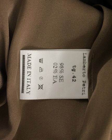 Lamberto Petri Brown Draped Silk Sheath Shift Coctail Dress