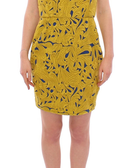 Sachin & Babi Blue Yellow Strapless Bubble Mini Shift Dress