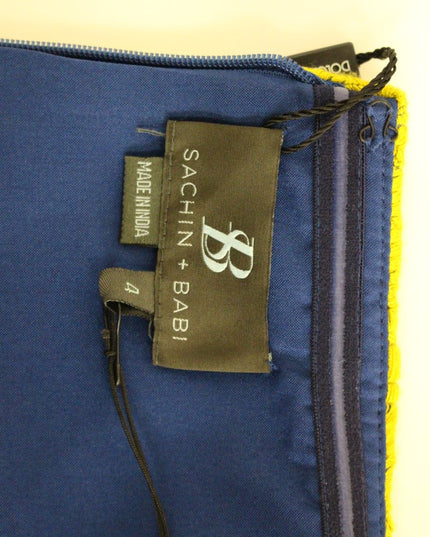 Sachin & Babi Blue Yellow Strapless Bubble Mini Shift Dress