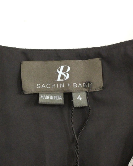 Sachin & Babi Black Silk Floral Pattern Shift Coctail Dress