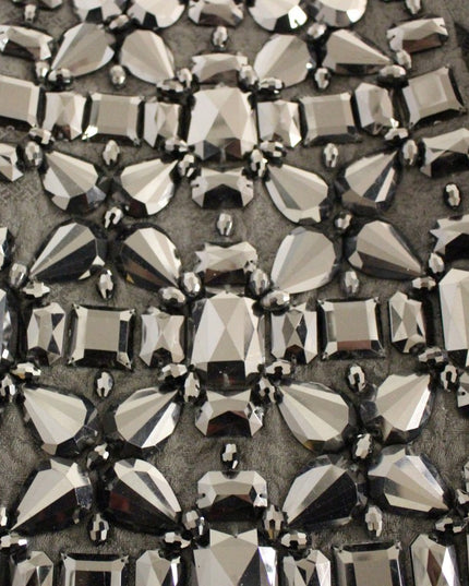 Dolce & Gabbana Black Crystal Handmade Above Knee Skirt