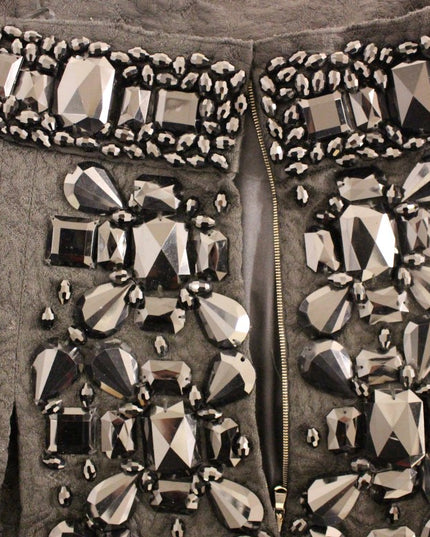 Dolce & Gabbana Black Crystal Handmade Above Knee Skirt