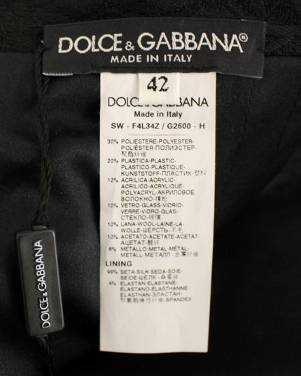 Dolce & Gabbana Black Crystal Handmade Above Knee Skirt