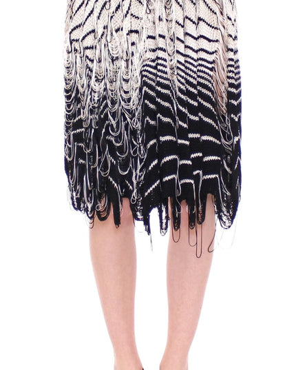 Alice Palmer White Black Knitted Assymetrical Skirt