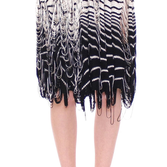 Alice Palmer White Black Knitted Assymetrical Skirt