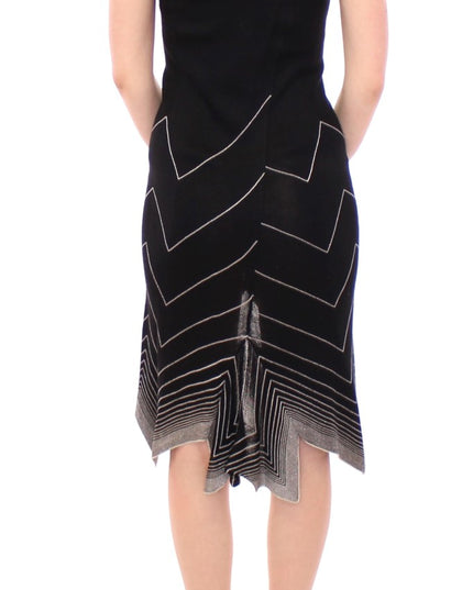 Alice Palmer Black White Low V Neck Knitted Cocktail Dress