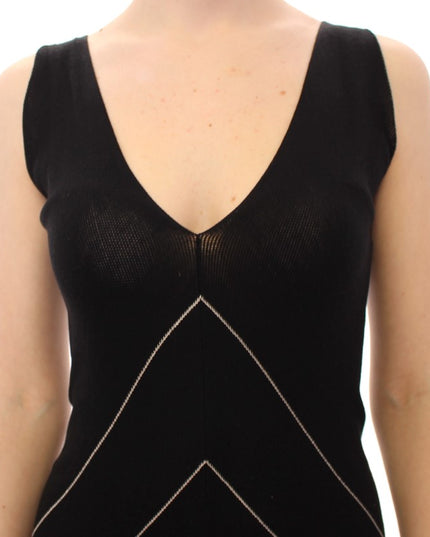 Alice Palmer Black White Low V Neck Knitted Cocktail Dress