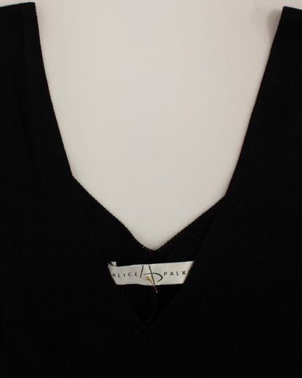 Alice Palmer Black White Low V Neck Knitted Cocktail Dress