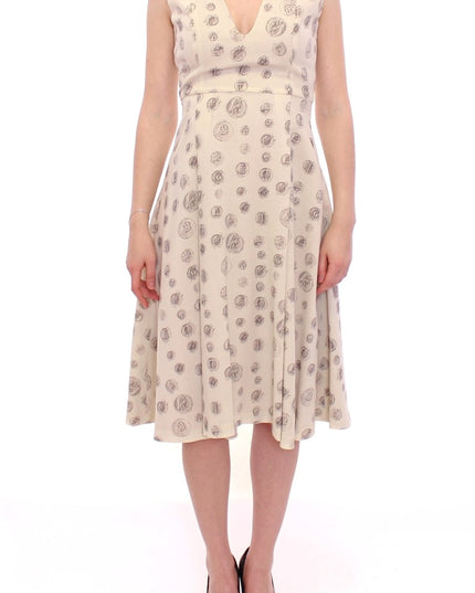 Andrea Incontri White Printed Shift V-neck Sheath Dress