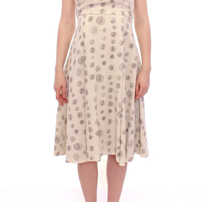 Andrea Incontri White Printed Shift V-neck Sheath Dress