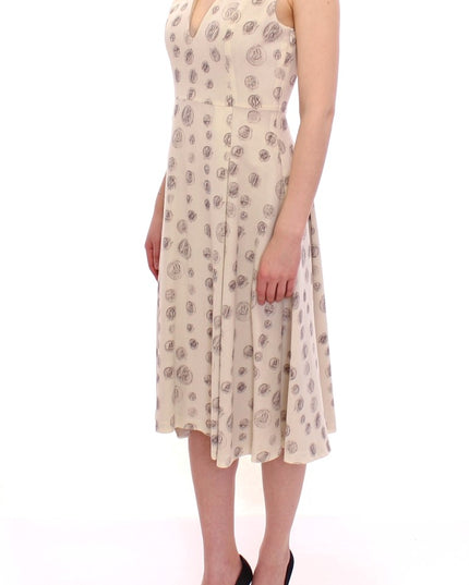 Andrea Incontri White Printed Shift V-neck Sheath Dress