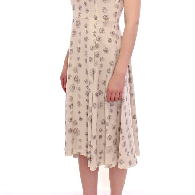 Andrea Incontri White Printed Shift V-neck Sheath Dress