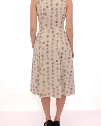 Andrea Incontri White Printed Shift V-neck Sheath Dress