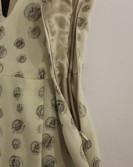 Andrea Incontri White Printed Shift V-neck Sheath Dress