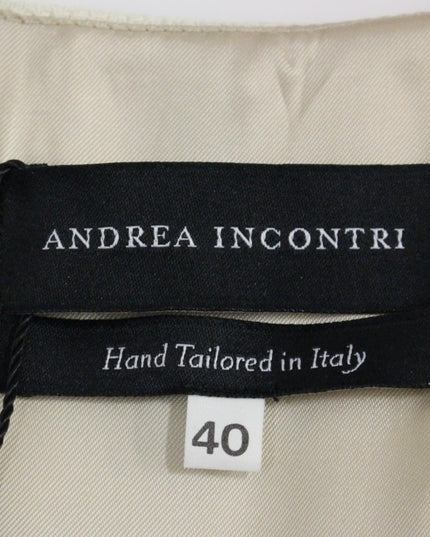 Andrea Incontri White Printed Shift V-neck Sheath Dress