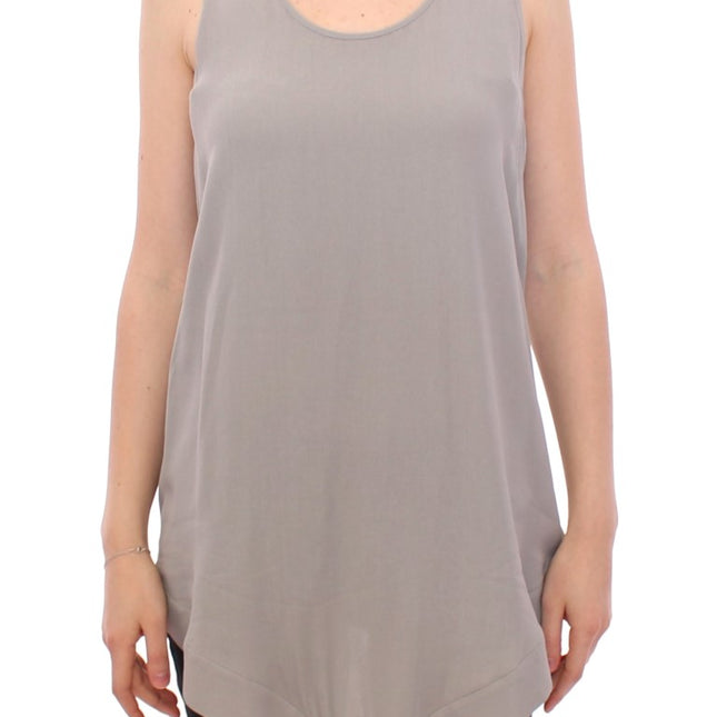 Comeforbreakfast Gray Viscose Tank Top Shirt Blouse