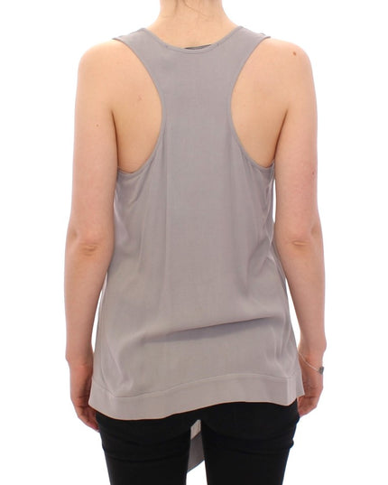 Comeforbreakfast Gray Viscose Tank Top Shirt Blouse