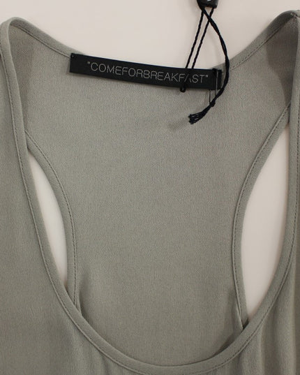 Comeforbreakfast Gray Viscose Tank Top Shirt Blouse