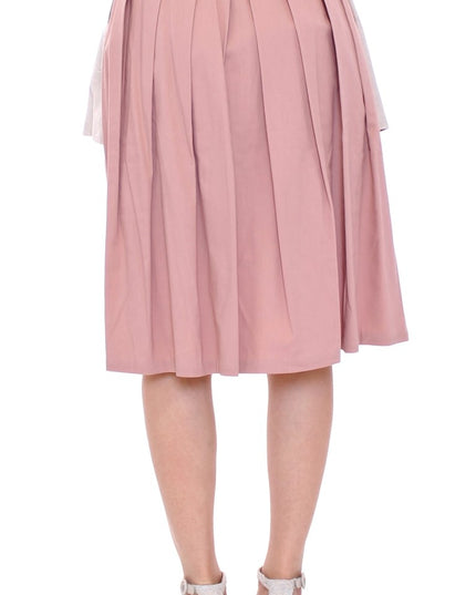 Comeforbreakfast Pink Gray Knee-Length Pleated Skirt