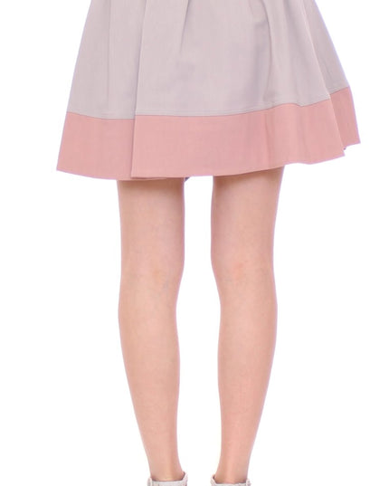 Comeforbreakfast Pink Gray Mini Short Pleated Skirt