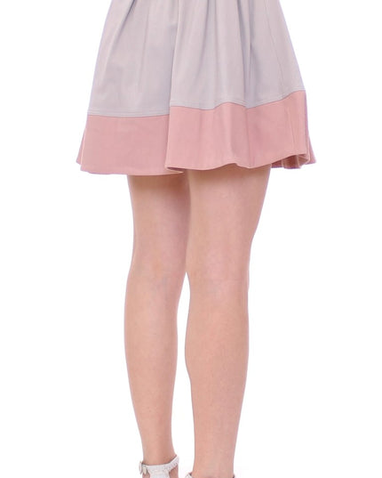 Comeforbreakfast Pink Gray Mini Short Pleated Skirt