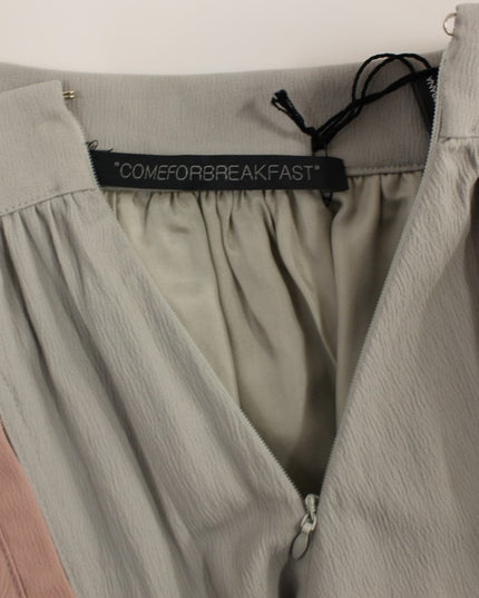 Comeforbreakfast Pink Gray Mini Short Pleated Skirt