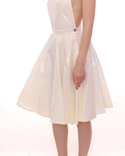 Licia Florio White Halterneck Knee Length Tea Dress