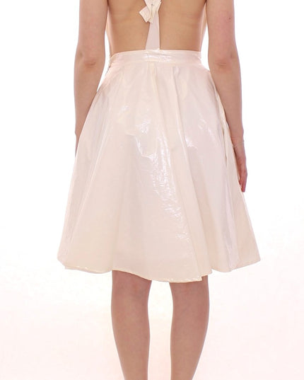 Licia Florio White Halterneck Knee Length Tea Dress