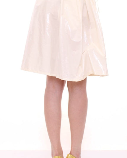 Licia Florio White Above-Knee Stretch Waist Strap Skirt