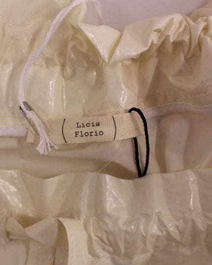 Licia Florio White Above-Knee Stretch Waist Strap Skirt