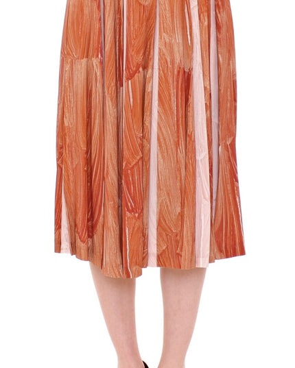 Licia Florio Brown Orange Below Knee Full Skirt